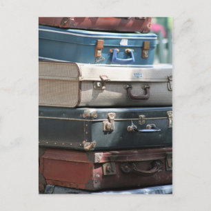 Stack of Vintage Suitcases Postcard