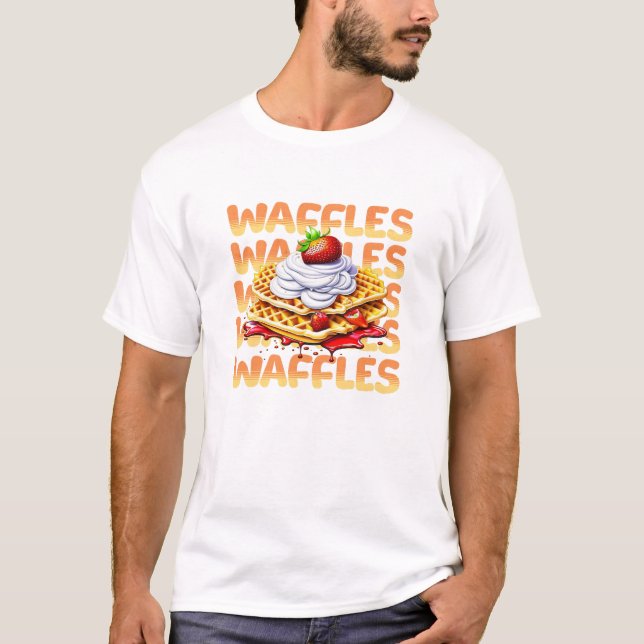 Stack of Waffles Covered in Strawberries T-Shirt (Front)