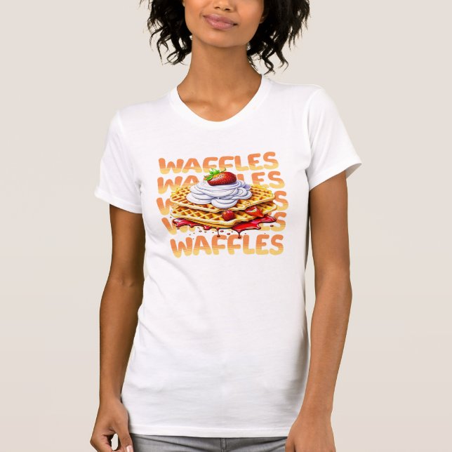 Stack of Waffles Covered in Strawberries T-Shirt (Front)