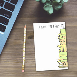 Stack of Whimsical Pastel Coffee Cups Post-it Notes
