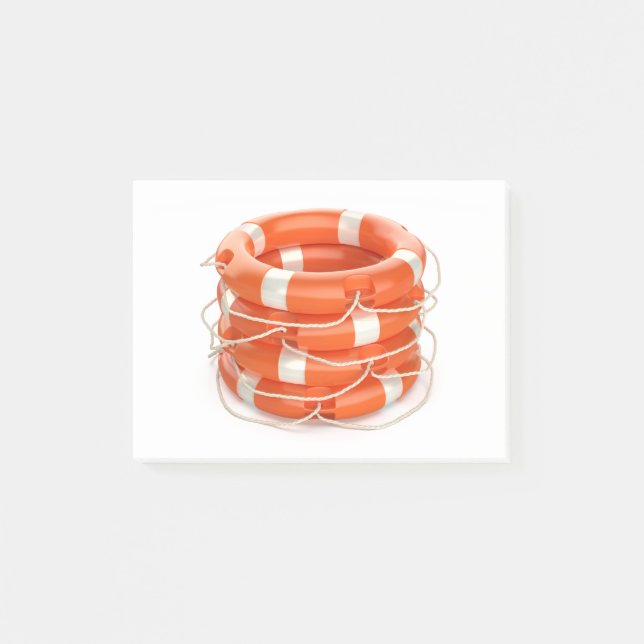 Stack with four lifebuoy rings post-it notes (Front)