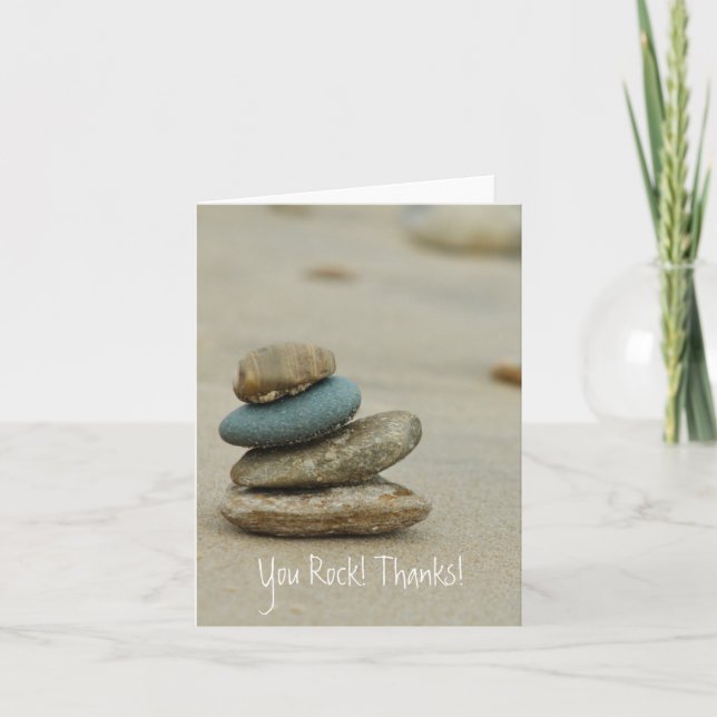 Stacked Beach Rocks Thank You Card (Front)