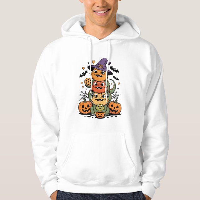 Stacked Bearded Dragons Halloween Design Hoodie (Front)