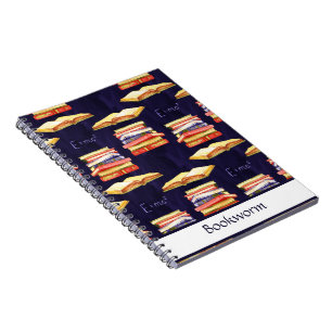 Stacked Books Bookworm Notebook