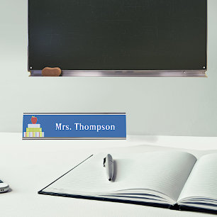 Stacked Books Teachers Custom Desk Name Plate