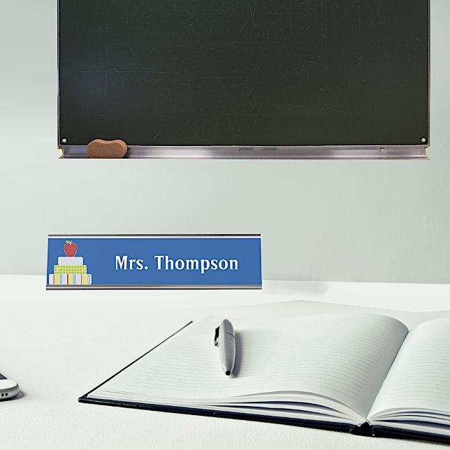 Stacked Books Teachers Custom Desk Name Plate (Creator Uploaded)