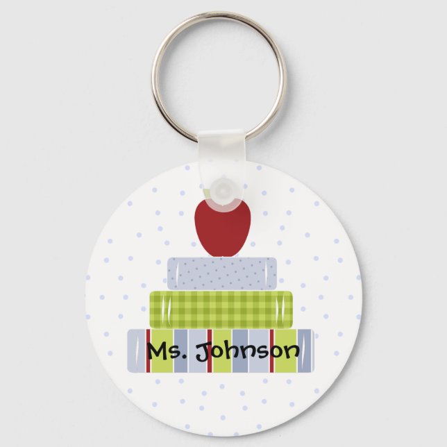 Stacked Books Teacher's Key Chain (Front)