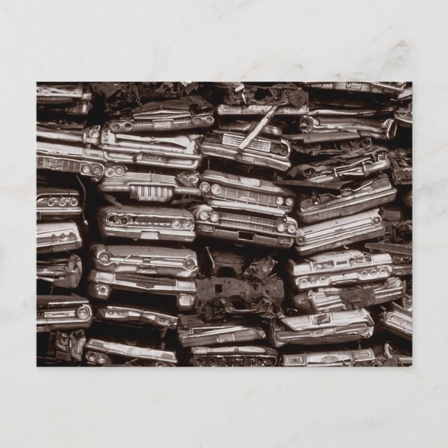 Stacked Cars, 1973 Postcard (Front)