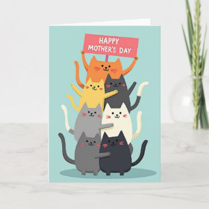 Stacked Cats Mothers Day Card