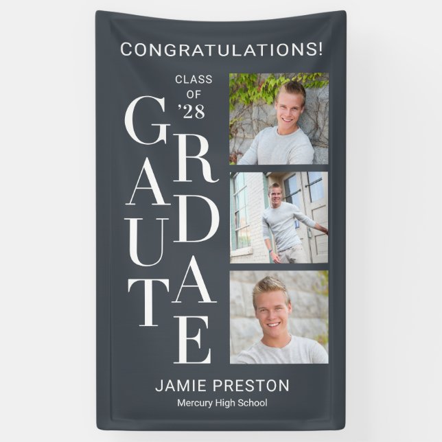 Stacked Charm EDITABLE COLOR Graduation Banner (Vertical)