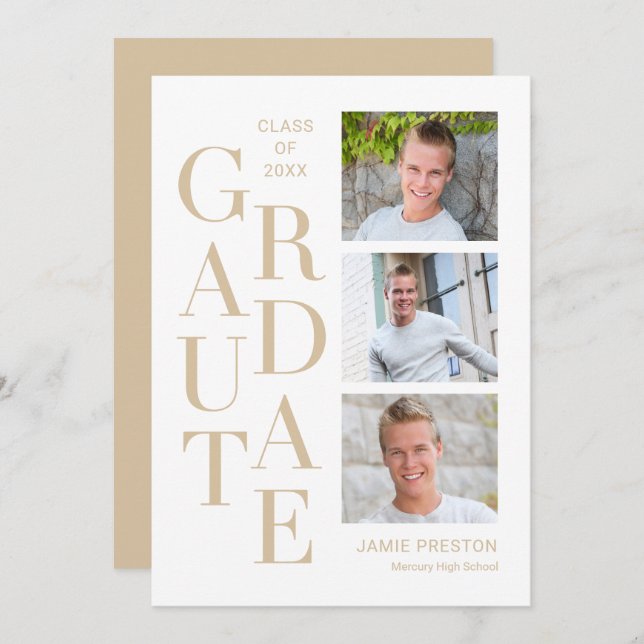 Stacked Charm Editable Colour Graduation Invitatio Invitation (Front/Back)