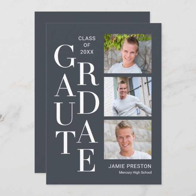 Stacked Charm Editable Colour Graduation Invitatio Invitation (Front/Back)