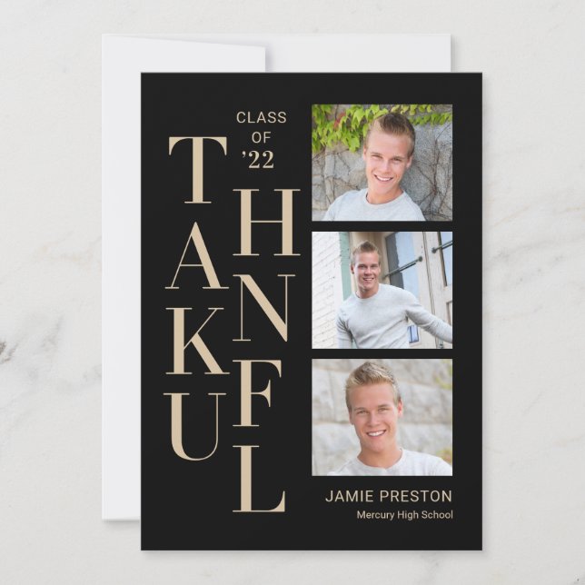 Stacked Charm Editable Colour Thank You Card (Front)