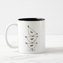 Stacked Chickens Two-Tone Coffee Mug