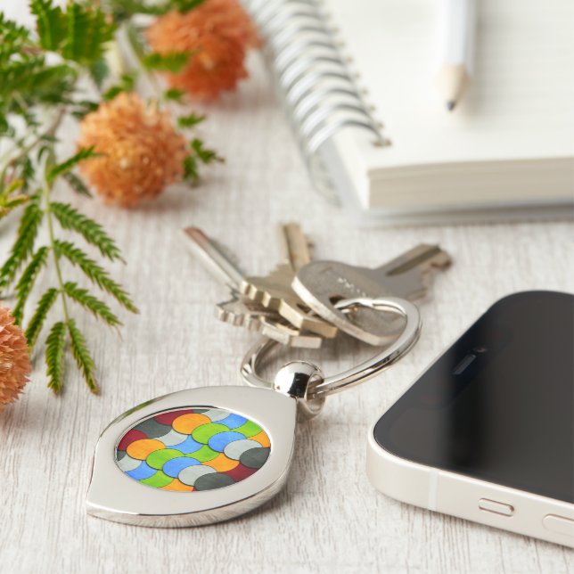 Stacked Circles-Textured by Shirley Taylor Key Ring (Side)
