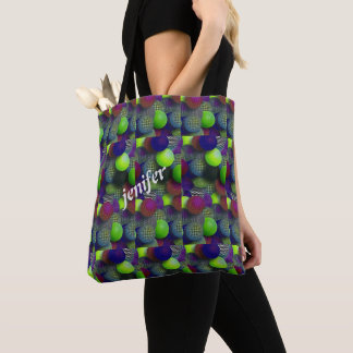 stacked colourful pattern bolls floral  tote bag