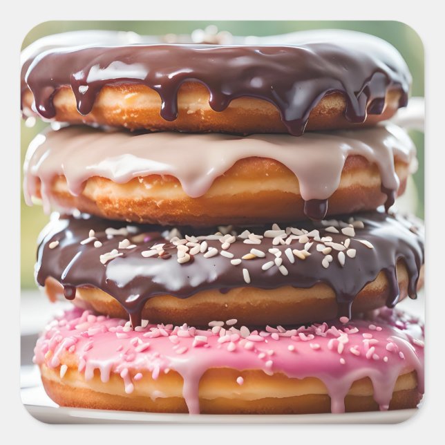 Stacked Donuts Square Sticker (Front)