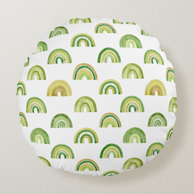 Stacked Earthy Rainbow Rows Pattern Round Cushion (Front)