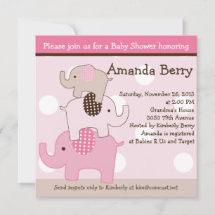 Stacked Elephants with dots Baby Shower Invitation
