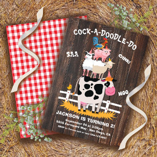 Stacked Farm Animals Barnyard Birthday Party Invitation