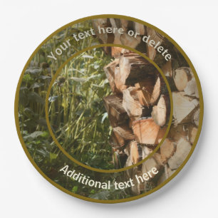 Stacked Firewood Fall Personalised Party Paper Plate