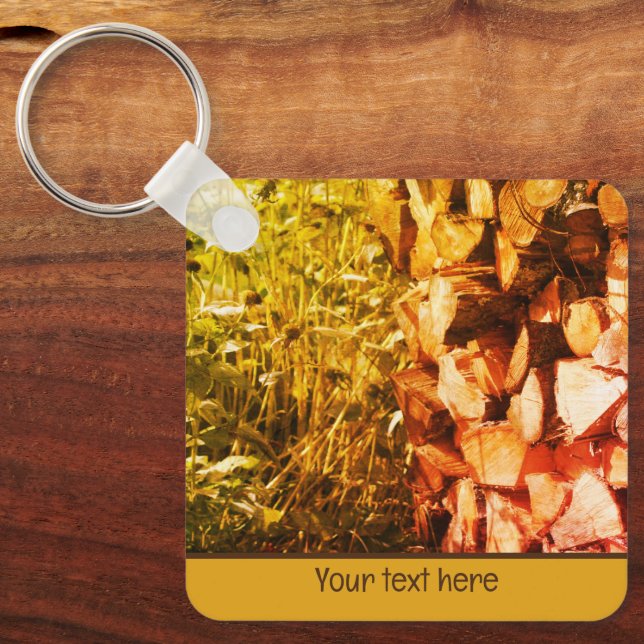 Stacked Firewood Nature Personalised Key Ring (Front)