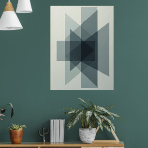 Stacked Illusions: Monochromatic Geometric Depth Poster
