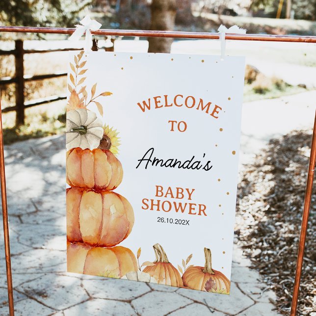 Stacked Little Pumpkin Baby Shower Welcome Sign (Gender Neutral Little Pumpkin Baby Shower Welcome Sign, Fall Baby Shower Welcome, Autumn Baby Shower)