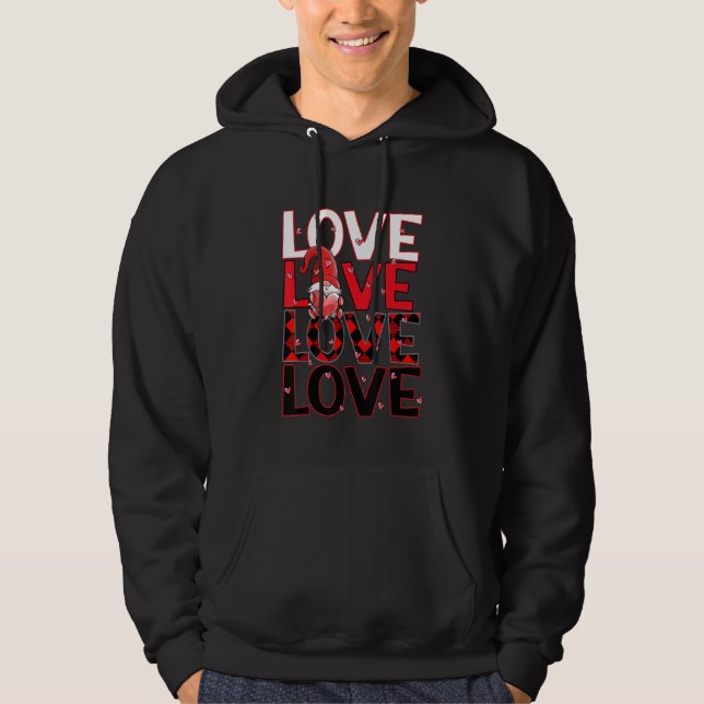 Stacked Love Red Plaid Happy Valentine's Day For C Hoodie (Front)