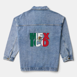 Stacked Mexico Flag Word Art Denim Jacket
