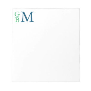 Stacked Monogram, Green and Blue Personalised Notepad