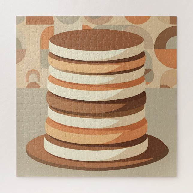 Stacked Pancakes Retro Jigsaw Puzzle (Vertical)