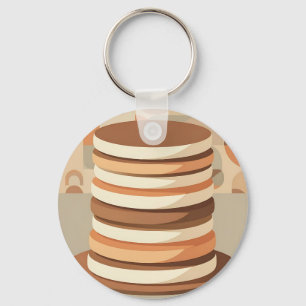 Stacked Pancakes Retro Key Ring