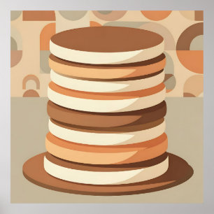 Stacked Pancakes Retro Poster
