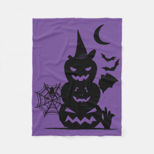 Stacked Pumpkins Halloween Fleece Blanket