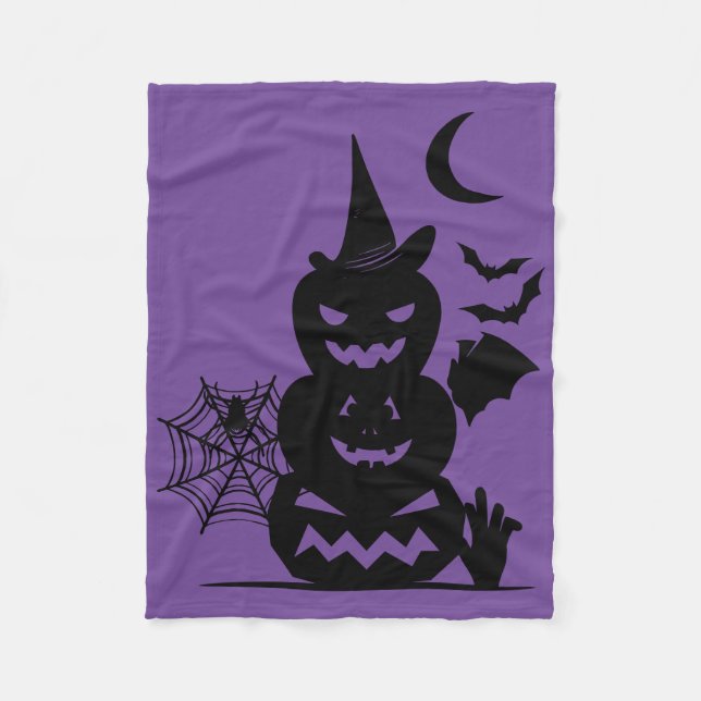 Stacked Pumpkins Halloween Fleece Blanket (Front)