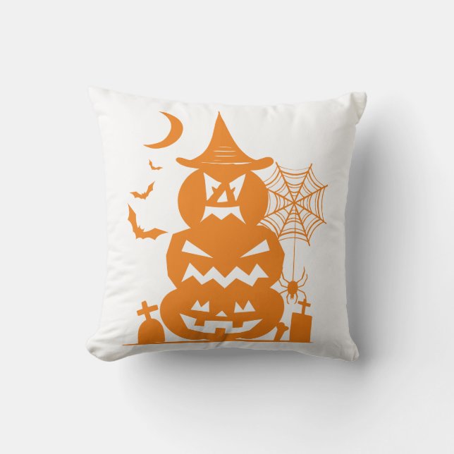 Stacked Pumpkins Halloween Reversible  Cushion (Front)