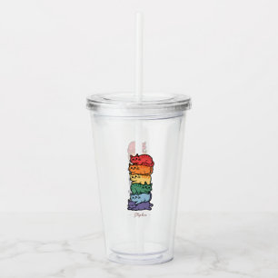 Stacked Rainbow Cats – LGBTQ Pride Celebration Acrylic Tumbler