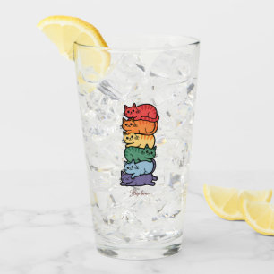 Stacked Rainbow Cats – LGBTQ Pride Celebration Glass