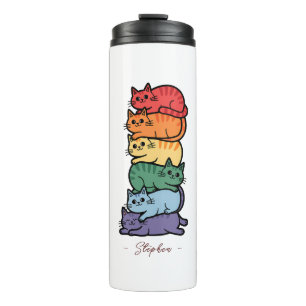 Stacked Rainbow Cats – LGBTQ Pride Celebration Thermal Tumbler