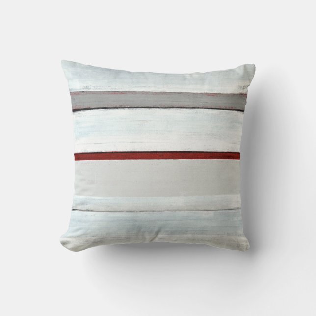 'Stacked' Red and Black Abstract Art Pillow (Front)