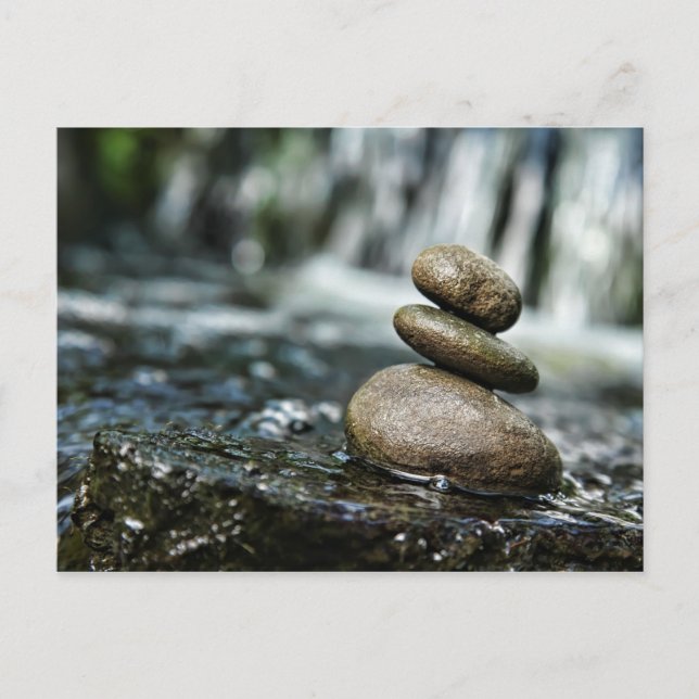 Stacked Rocks with Waterfall Postcard (Front)