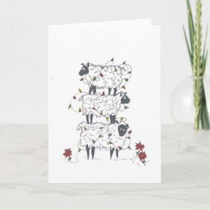 Stacked Sheep at Christmas Holiday Card