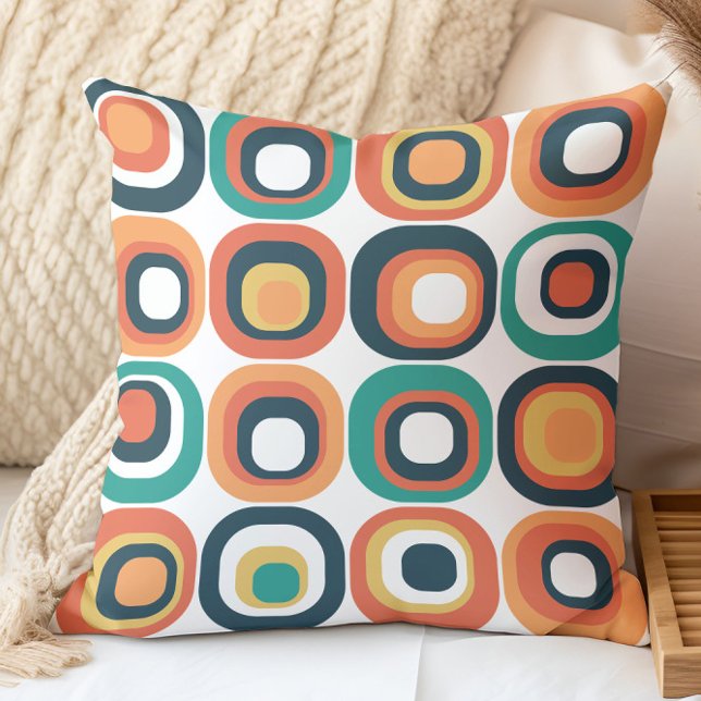 Stacked Squares Mid Century Teal, Orange, Yellow Cushion (Creator Uploaded)
