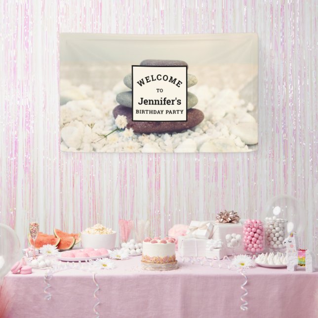 Stacked Stones Meditative Cairn Birthday Banner (Party)