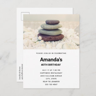 Stacked Stones Meditative Cairn Birthday Invitation Postcard