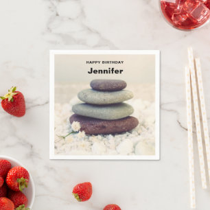 Stacked Stones Meditative Cairn Birthday Napkin