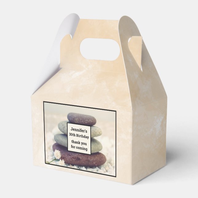 Stacked Stones Meditative Cairn Birthday Thank You Favour Box (Front Side)
