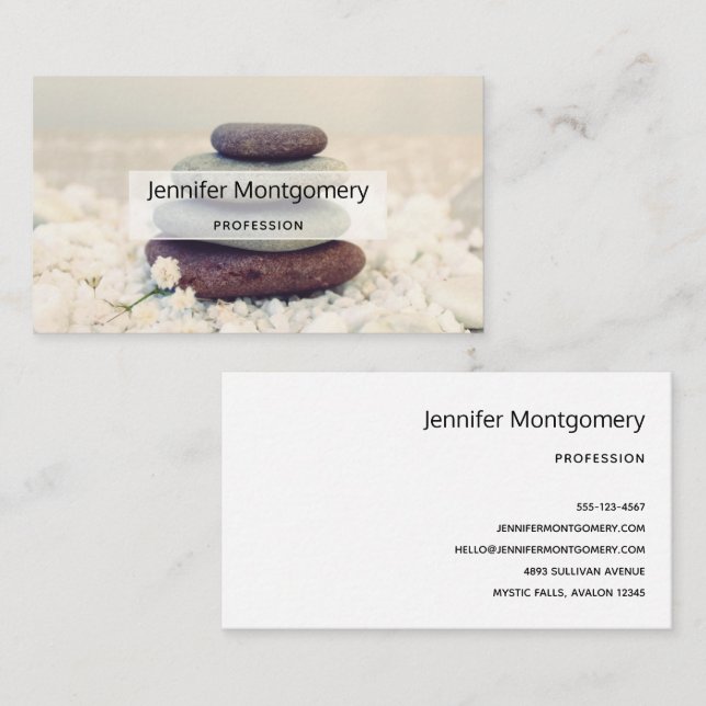 Stacked Stones Meditative Cairn Business Card (Front/Back)
