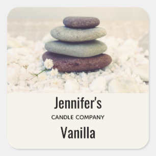 Stacked Stones Meditative Cairn Candle Business Square Sticker